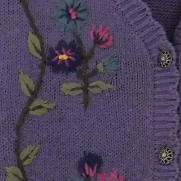 Vtg Northern Reflections Sweater Vest Embroidered Floral Purple Grannycore Large - Picture 3 of 6